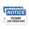 Signmission Please Use Other Gate, 10 in W x Rectangle, Plastic OS-2PACK-NS-P-710-L-17631 - alternate 1